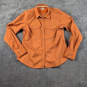Rank 45 Shirt Sz Large Burnt Orange Western Pearl Snap Long Sleeve Casual